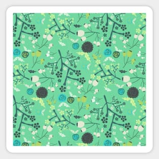 Green Floral Pattern Sticker
